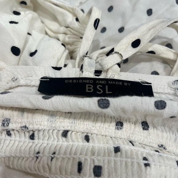 BSL White & Black Polka Dot Maxi Dress | Sleeveless V-Neck | Size Large - Picture 7 of 7